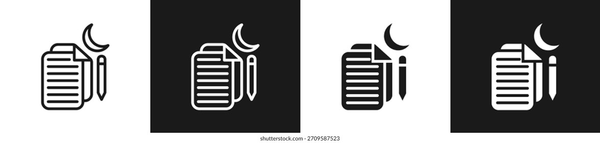 Evening Routine Line N Glyph Icon Styles In Black And White Background