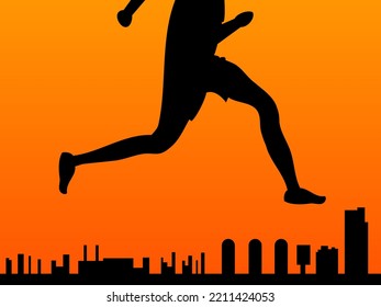 Evening running flat design vector illustration