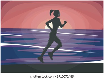 Evening running on the beach