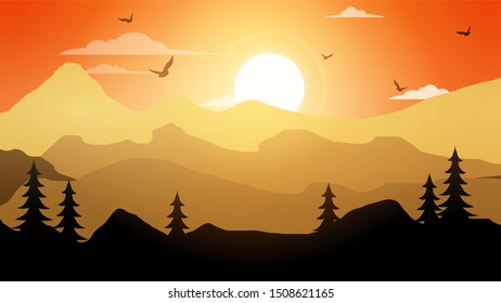 Evening Scenery and Sunset Background