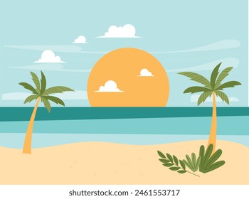 Abendmeer schöne Sonnenuntergang Vektorgrafik