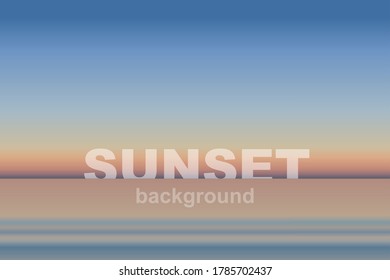 evening seascape view, sky and sea landscape background in natural gradient colors with sunset background text, minimal design style, stock vector illustration mockup for poster, banner, brochure