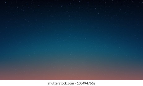 Evening Shining Starry Sky, Blue Space Background With Stars, Cosmos