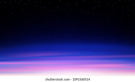 Evening Shining Starry Sky, Night Blue Cosmic Background With Stars, Space, Sunset Sky