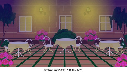 evening street restaurant background