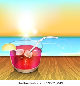 Evening summer background with cold drink.
