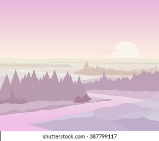 Evening summer landscape with river