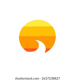 Evening sun symbol with gradient color layer. sunset logo. sunset icon.