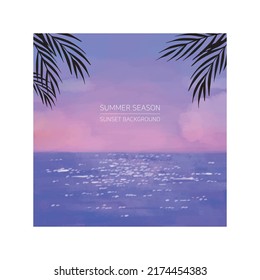 Evening sunset sea with palm trees