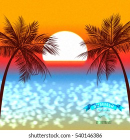 Evening sunset of a sun above a tropical coast