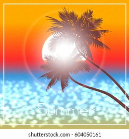Evening sunset in tropics a vector illustration.