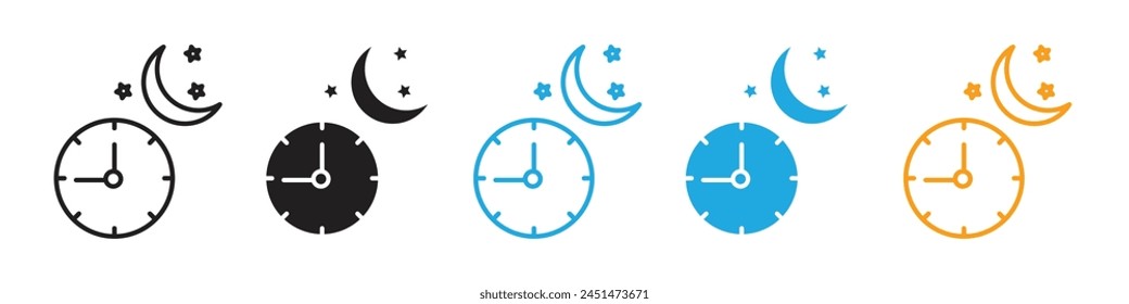 Evening Time Icon Depicting Moon and Stars for Nightly Rest