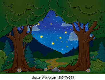 Evening tree theme 1 - eps10 vector illustration.