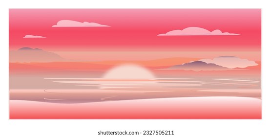 Evening twilight sky after sunset in pinkish, purple, gray and white tones. Graphic resources. Vector illustration.