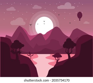 Abendblick auf Berge und Hügel Vektorgrafik