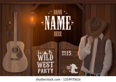 Evening Wild West Saloon With Cowboy