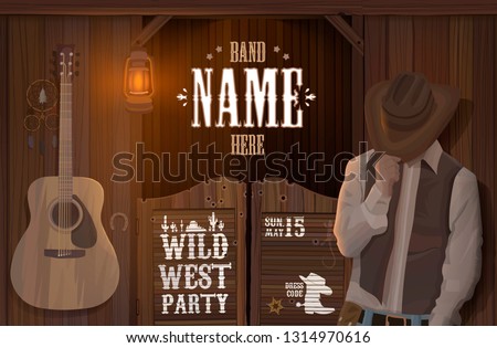 evening wild west saloon with cowboy