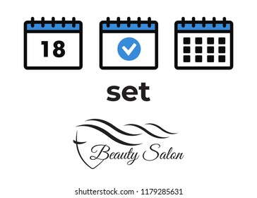 Event add delete progress icons and Poker club, casino sign set. Beautiful woman logo
