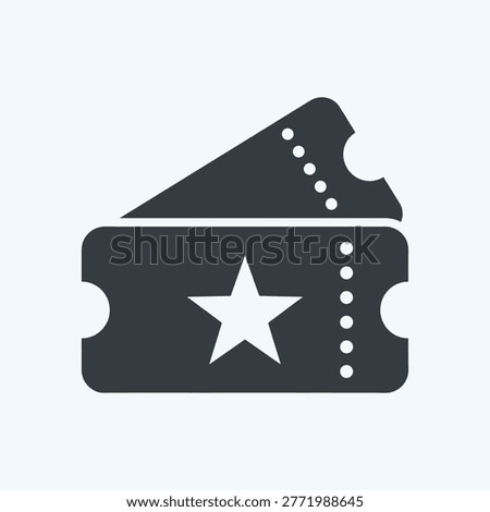 Event admission ticket collection, simple solid glyph style, cinema access, theater entry, travel booking, film, and entertainment