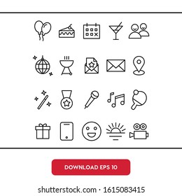 Event agency set outline vector icon. Modern, simple flat vector illustration for web site or mobile app