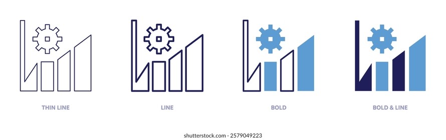 Event analysis icon in 4 different styles. Thin Line, Line, Bold, and Bold Line. Duotone style. Editable stroke.