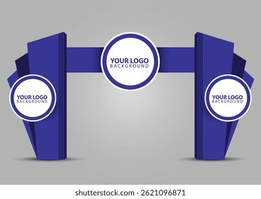 Arco de evento o puerta de entrada maqueta Plantilla de entrada o arco de bienvenida, Vector Diseño 3D. soporte de exposición Vector de entrada de puerta para exhibición de eventos, exposición o expo