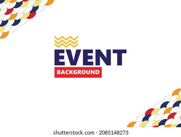 Event Backdrop Template With Colorful Round And Wavy Geometric Shapes In The Corners. Abstract Background For Events Or Art Performances.