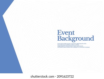 Event background template with a blue frame on the left-side within triangle line arts background. Backdrop template for events, art performances, conferences, and seminars.