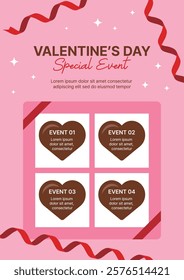 Event banner illustration for 'Valentine's Day', the day when lovers give each other chocolates. Illustration of a heart-shaped chocolate gift.