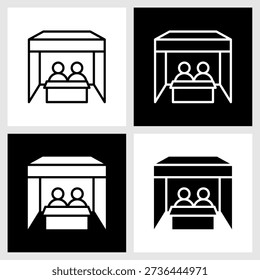 Event Booth Icon with Black and White Background