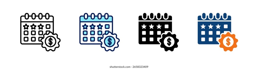 Event Budget All In One Icon Multi Styles Vector Set
