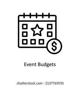 Event Budgets vector outline icon for web isolated on white background EPS 10 file