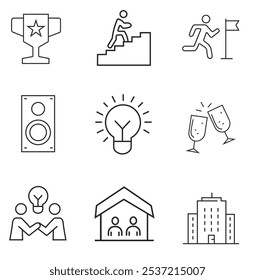 Event Business web icons in line style. business, coaching, gift, vector. Vector illustration vector	