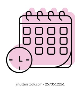 Event Calendar color shadow line icon outline icon, pixel perfect