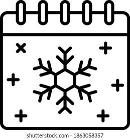 Event Calendar Concept, Date and Snowflake Vector Color Icon Design, Winter Fall activities Symbol on white background, Cold Weather Sign, Wild Season Elements,