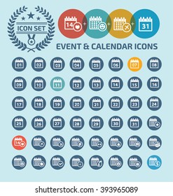 Event and calendar icon set design,clean vector