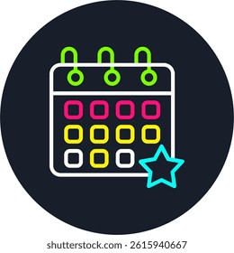 Event calendar Line Multi Colour Circle