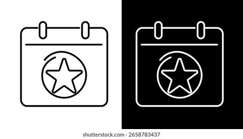 Icono de línea editable del calendario de eventos (estrella)