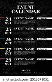 Event calendar template October, Flyer, schedule, upcoming, plan, flyer, poster