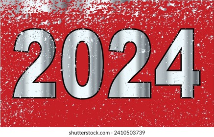 Event celebration 2024 card background in red and silver