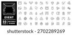 Event and celebration icons set. editable line icons, outline, party, festive