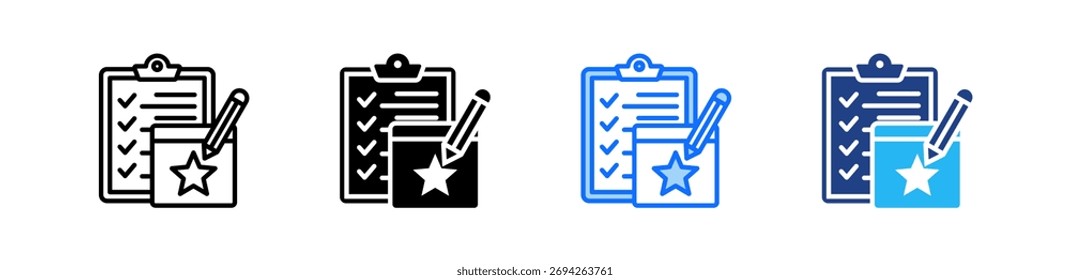 Conjunto de iconos de lista de comprobación de eventos Colección de estilos múltiples