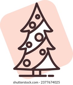 Event christmas tree decorations, illustration or icon, vector on white background.