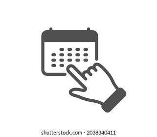 Icono de clic de evento. Programar el signo del planificador. Seleccione el símbolo del mes del calendario. Clásico estilo plano. Elemento de diseño de calidad. Un evento simple hace clic en el icono. Vector