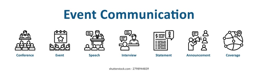 -Event Communication web icon banner with line art style