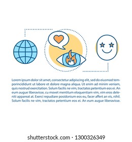 Event concept linear illustration. World tour. Blockbuster distribution. Film premiere satisfaction. Article, magazine page. Thin line icons with text. Print design. Vector isolated outline drawing
