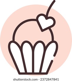 Event cupcake, illustration or icon, vector on white background.