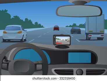 Event Data Recorder(Drive Recorder), vector illustration