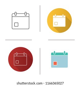 Event date icon. Flat design, linear and color styles. Reminder. Calendar page. Organizer. Special occasion. Isolated vector illustrations