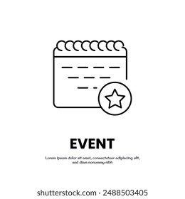 diseño delgado del Vector del icono de la fecha del evento bueno para el Web o el App móvil